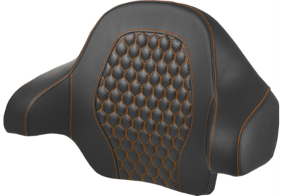 Tour Pack Backrest Pad - Saddlemen - Honeycomb - Orange Stitching - FL '14-'24