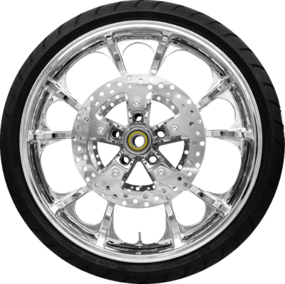 Wheel - Front - Coastal Moto - Largo - 11.8" Rotors - with ABS - Chrome - 21" x 3.5" - Dunlop American Elite 130/60B21 Tire - Bias Belted