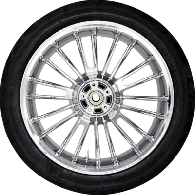 Wheel - Rear - Coastal Moto - Atlantic - Single Disc - with ABS - Chrome - 18" x 5.5" - Dunlop American Elite 180/55B18 Tire - Bias Belted