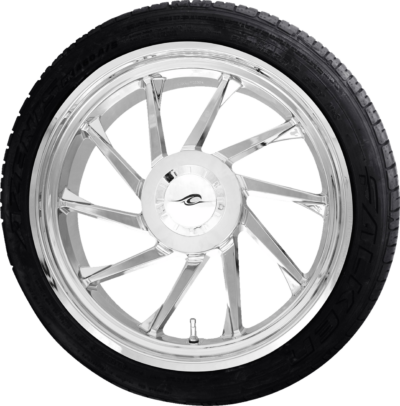 Wheel – Right Rear – Coastal Moto - Hurricane – Single Disc – without ABS – Chrome – 18″ x 7″ – Falken Azenis 215/45ZR18 Tire – Radial – Trike