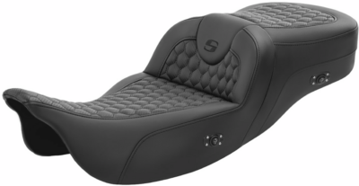 Seat - Saddlemen - RoadSofa - Honeycomb - Black Stitching - Extended Reach - without Backrest - Heated - FL '08-'23