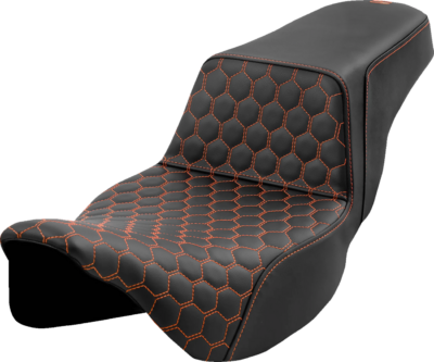 Seat - Saddlemen - Step-up - Honeycomb - Orange Stitching - Extended Reach - without Backrest - FL '08-'23