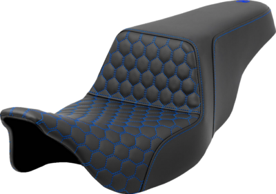 Seat - Saddlemen - Step-up - Honeycomb - Blue Stitching - without Backrest - FL '08-'23