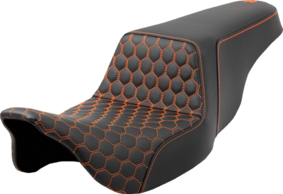 Seat - Saddlemen - Step-up - Honeycomb - Orange Stitching - without Backrest - FL '08-'23