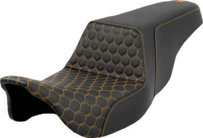 Seat - Saddlemen - Step-up - Honeycomb - Gold Stitching - without Backrest - FL '08-'23