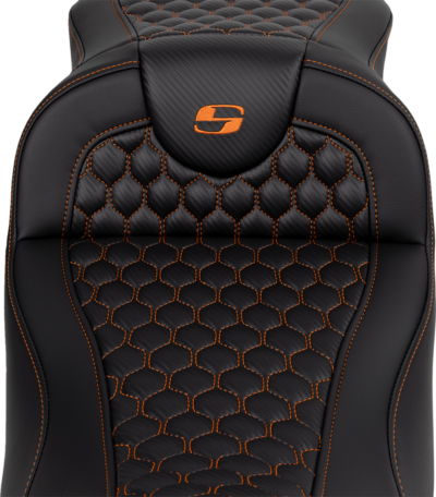 Seat - Saddlemen - RoadSofa - Honeycomb - Orange Stitching - Extended Reach - without Backrest - FLH/FLT '08-'23