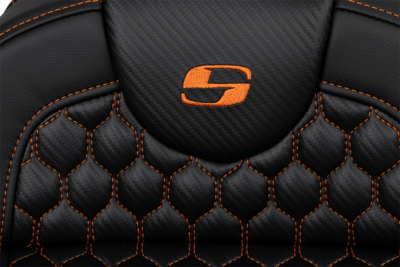 Seat - Saddlemen - RoadSofa - Honeycomb - Orange Stitching - Extended Reach - without Backrest - FLH/FLT '08-'23