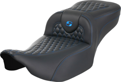 Seat - Saddlemen - RoadSofa - Honeycomb - Blue Stitching - Extended Reach - without Backrest - FLTR/FLHX '23-'24