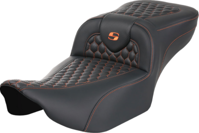 Seat - Saddlemen - RoadSofa - Honeycomb - Orange Stitching - Extended Reach - without Backrest - FLTR/FLHX '23-'24