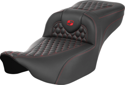 Seat - Saddlemen - RoadSofa - Honeycomb – Red Stitching – Extended Reach – without Backrest – FLTR/FLHX ’23-’24