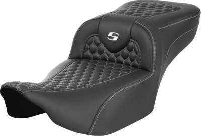 Seat - Saddlemen - RoadSofa - Honeycomb – White Stitching – Extended Reach – without Backrest – FLTR/FLHX ’23-’24