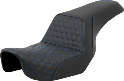 Seat - Saddlemen - Step-up - Honeycomb - Blue Stitching - without Backrest - Dyna '06-'17