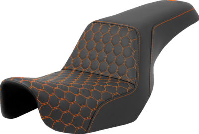 Seat - Saddlemen - Step-up - Honeycomb - Orange Stitching - without Backrest - Dyna '06-'17