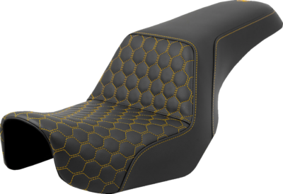 Seat - Saddlemen - Step-up - Honeycomb - Gold Stitching - without Backrest - Dyna '06-'17