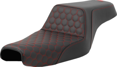 Seat - Saddlemen - Step-up - Honeycomb - Red Stitching - without Backrest - 3.3 Gal Tank - Sportster '04-'22