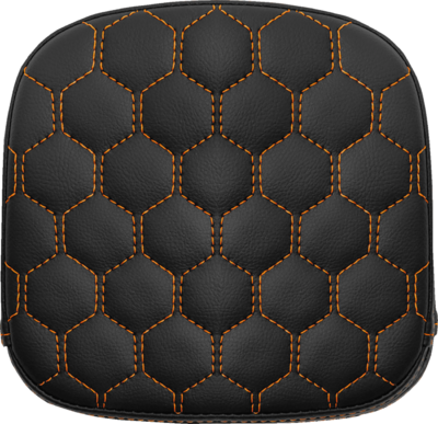 Sissy Bar Pad - Saddlemen - Gravestone - Honeycomb - Short - Orange Stitching - 7.5" x 7.5"