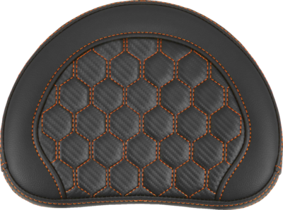 Sissy Bar Pad - Saddlemen - RoadSofa - Honeycomb - Contour - Orange Stitching - 10" x 8"