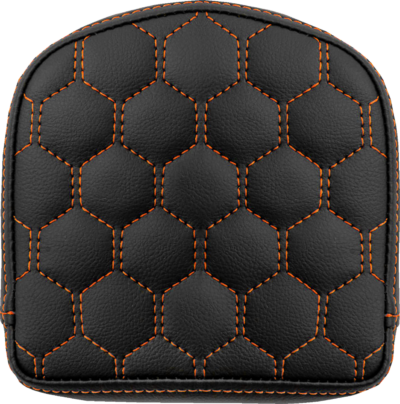 Sissy Bar Pad - Saddlemen - RoadSofa - Honeycomb - Short - Orange Stitching - 6.5" x 6.5"